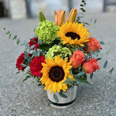 Bountiful Barrel Bouquet